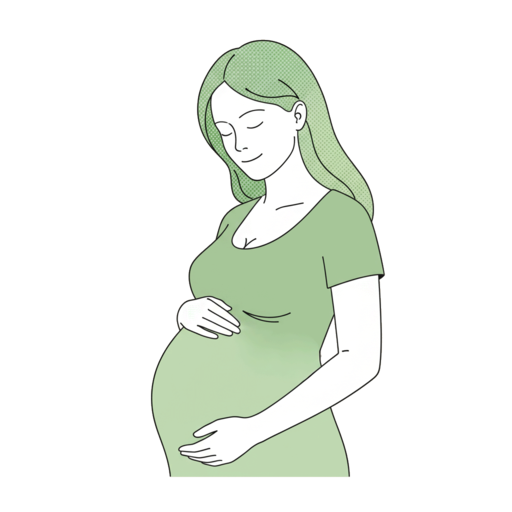 Illustrazione che rappresenta gravidanza e allattamento con cura nutrizionale per mamma e bambino