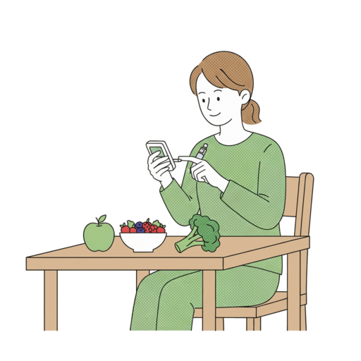 Illustrazione medico-nutrizionale per gestione diabete, colesterolo e patologie metaboliche